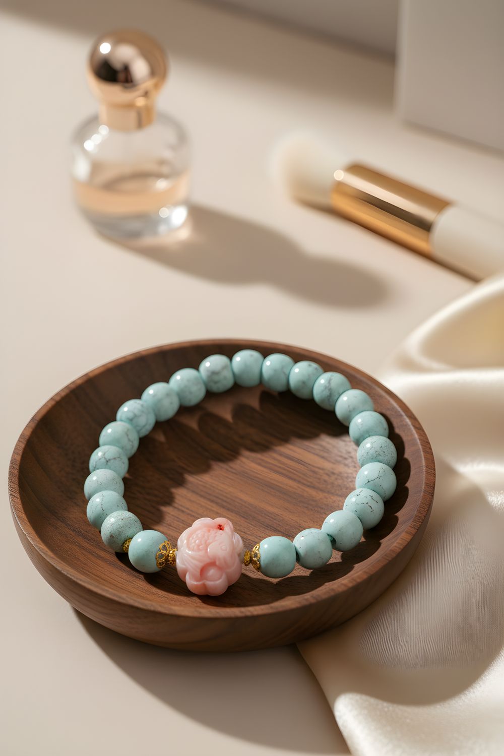 Natural Turquoise x Coral Lotus - 18k