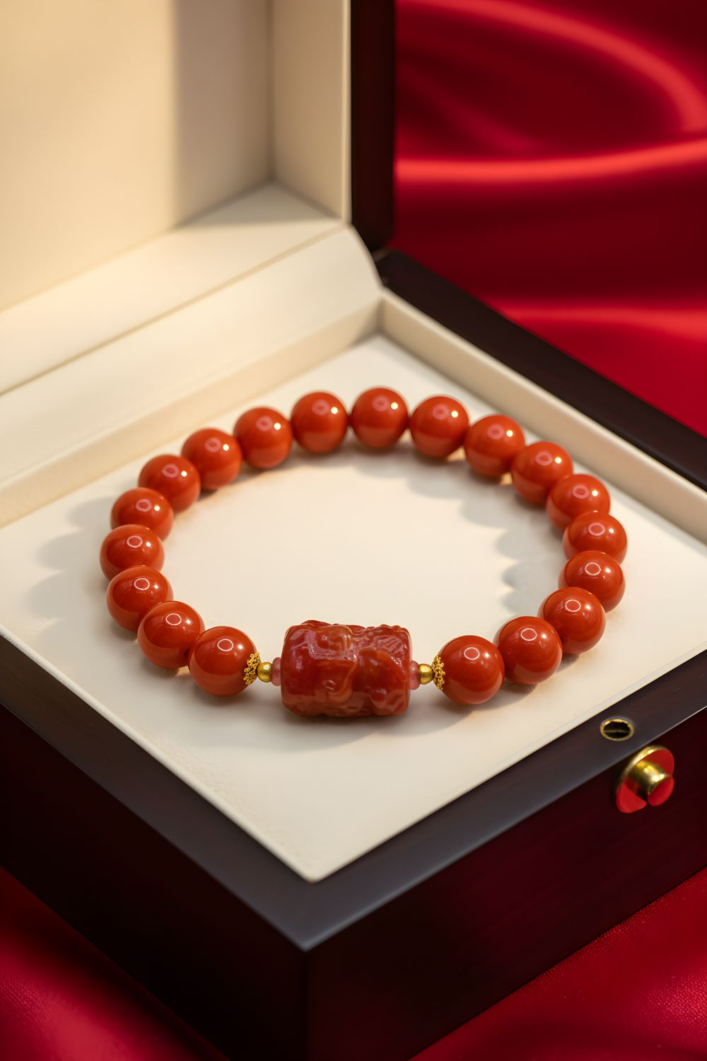 Natural Nanhong with Guanyin - 18k