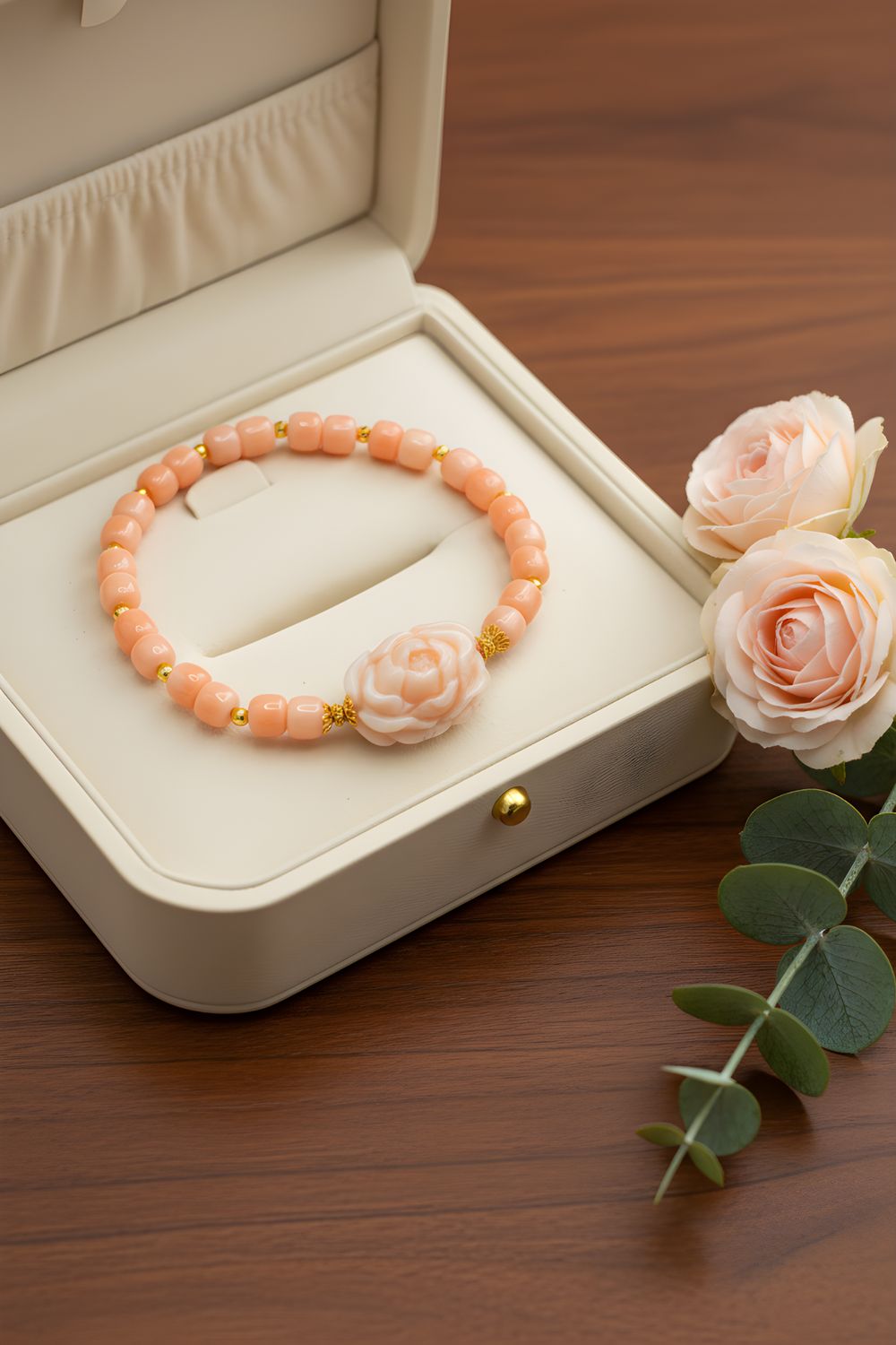 Natural Coral with Flower - 18k