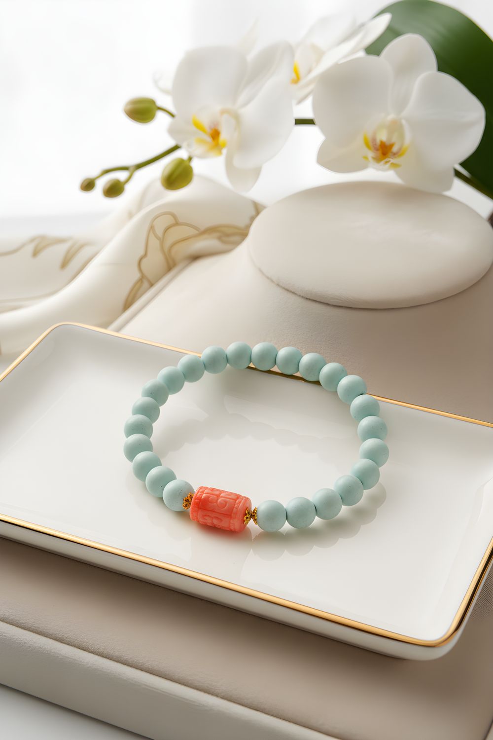 Natural Turquoise x Coral Lucky Turn - 18k