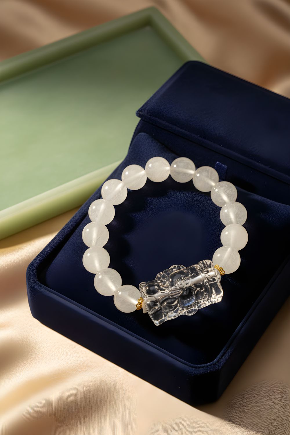 Natural Blue Needle x Clear Quartz Journey to the West - 18K