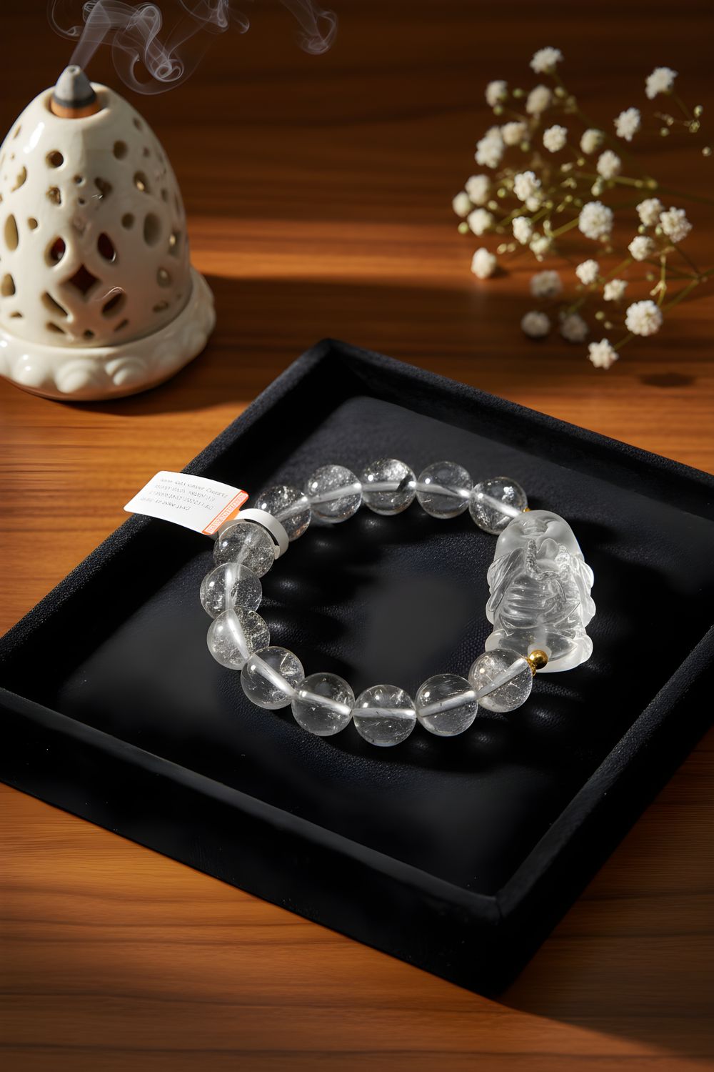 Natural Herkimer with Clear Quartz Buddha 18K