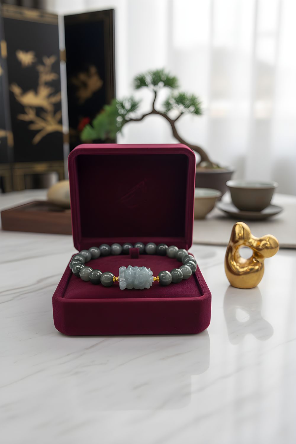 Natural Wuji with Dragon Pixiu - 18k