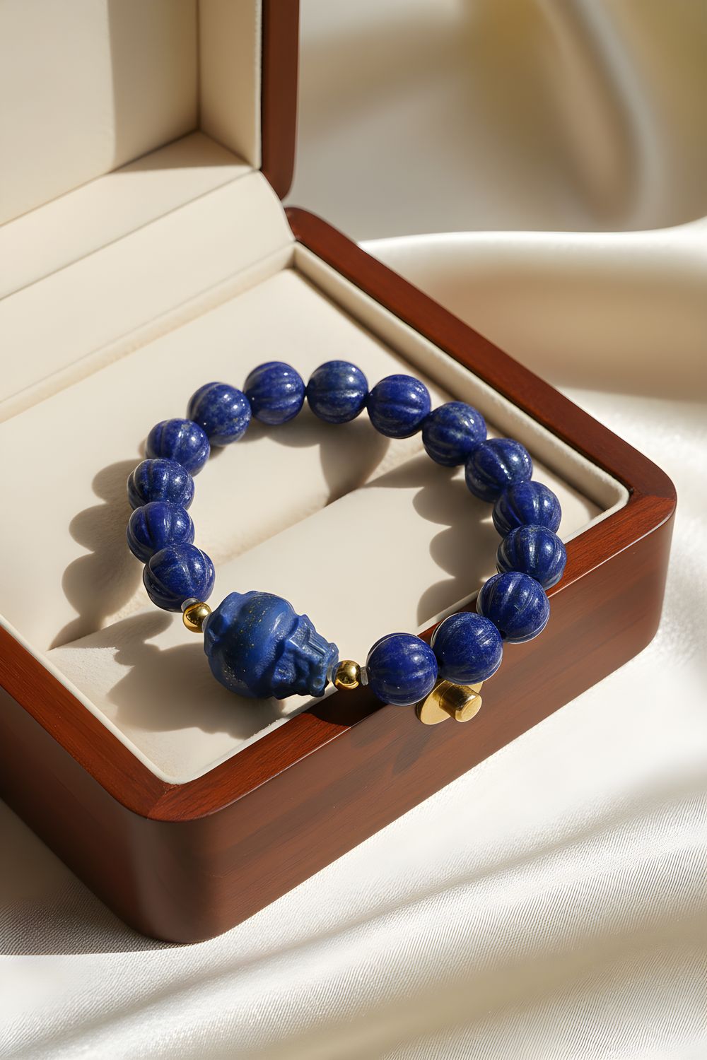 Natural Lapiz Lazuli with Pixiu - 18k