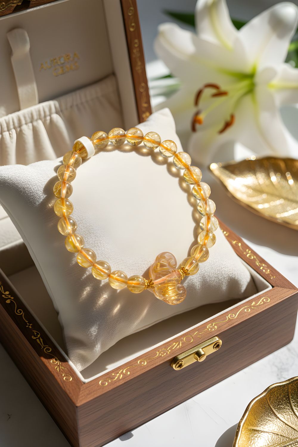 Natural Golden Ruti with Ruyi - 18K