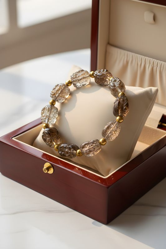 Natural Super 7 Dragon Carving - 18K