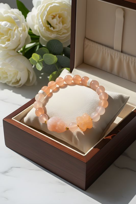 Natural Yan Yuan Agate with Pixiu &amp; Double Lotus - 18K