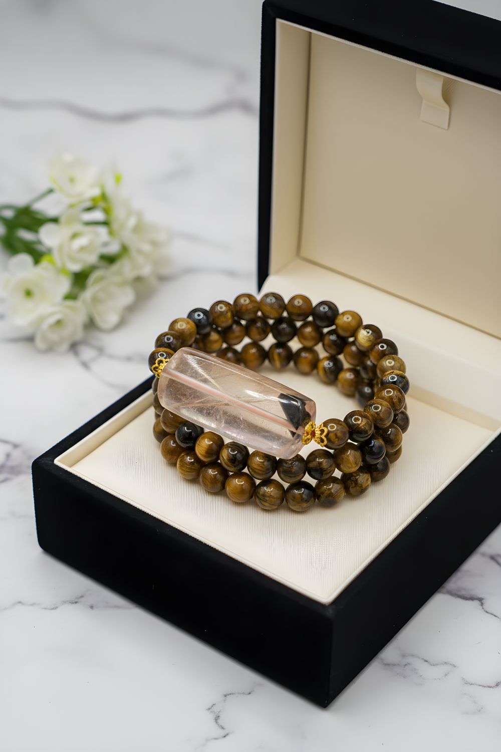 Natural Golden Titanium Ruti - 18K