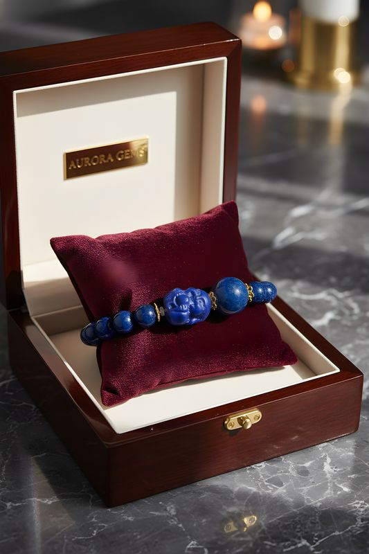 Natural Lapis Lazuli with Buddha - 18K