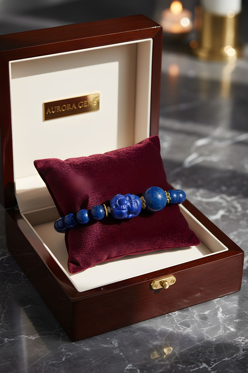 Natural Lapis Lazuli with Buddha - 18K