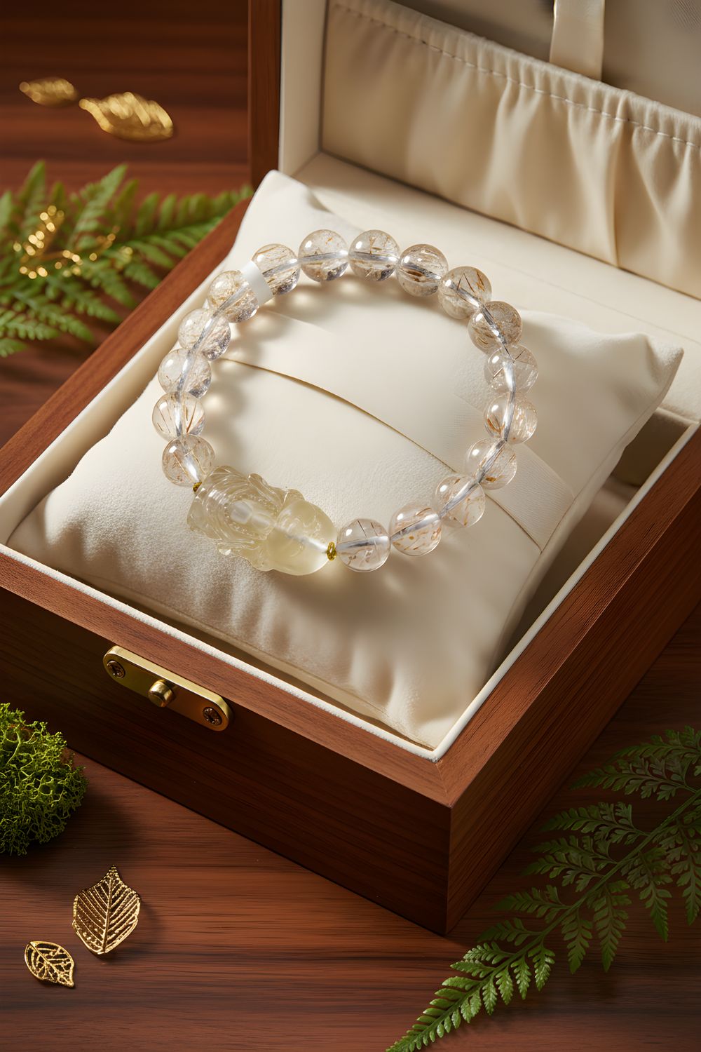 Natural Black Golden Ruti x Citrine Buddha - 18K