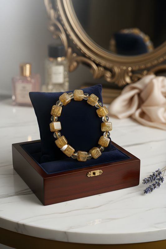 Natural Golden Titanium Ruti - 18K