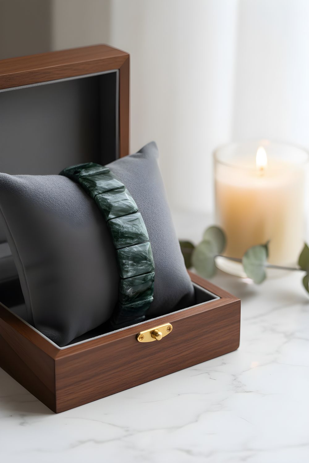 Natural Seraphinite Soft Bangle