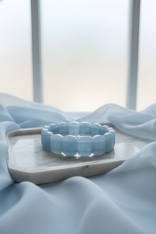 Natural Aquamarine Soft Bangle