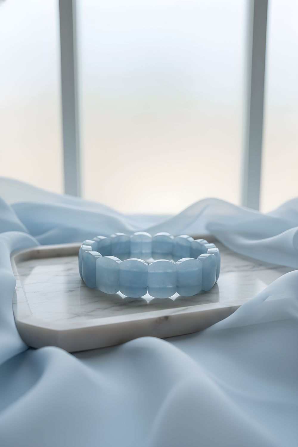 Natural Aquamarine Soft Bangle