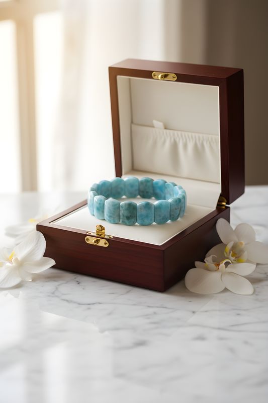 Natural Larimar Soft Bangle