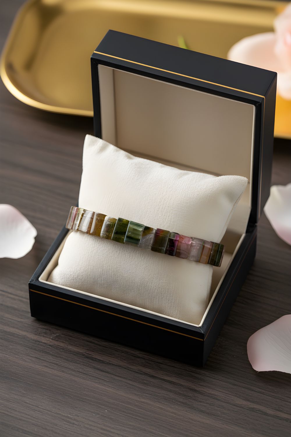 Natural Watermelon Tourmaline Soft Bangle