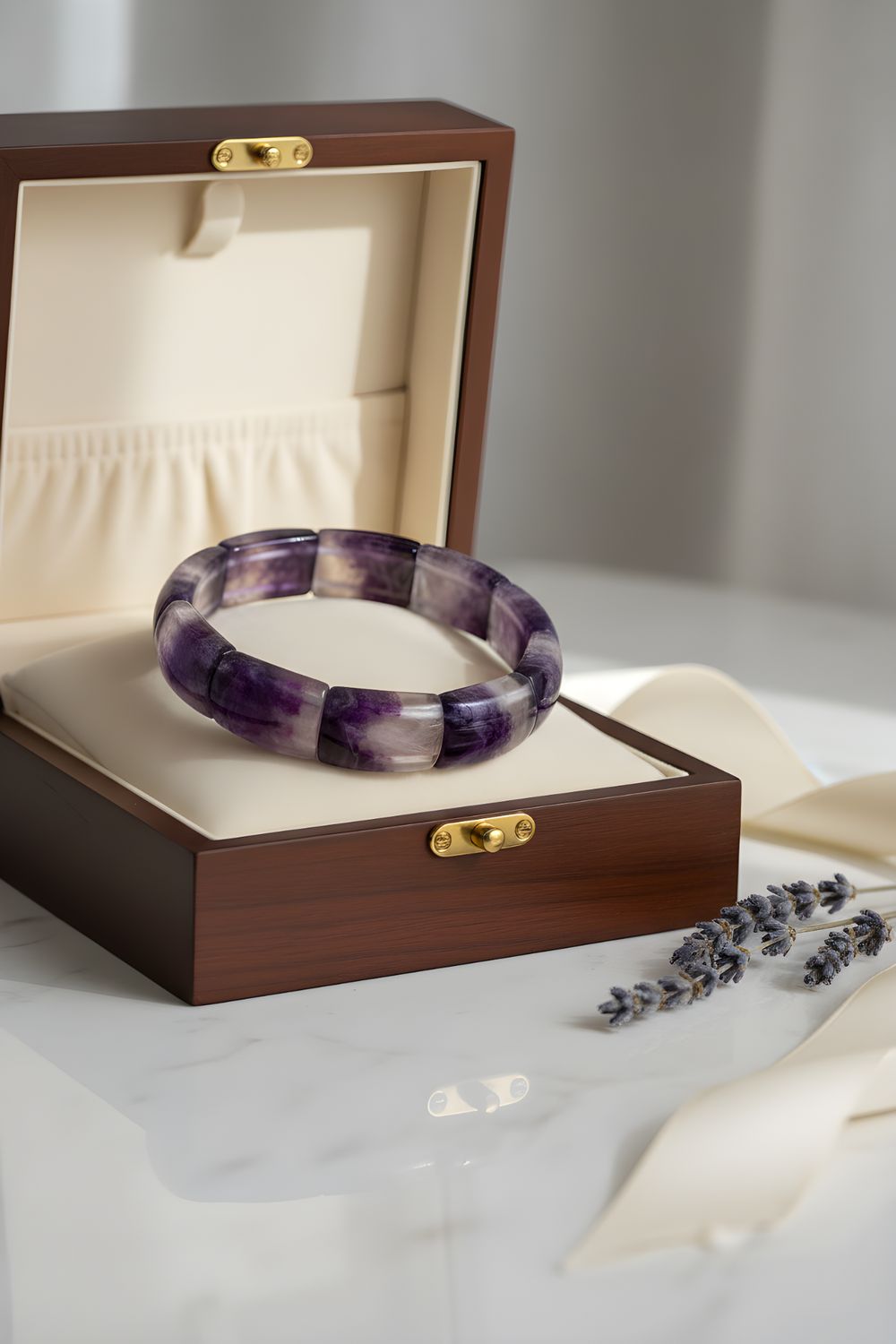 Natural Feather Flourite Soft Bangle