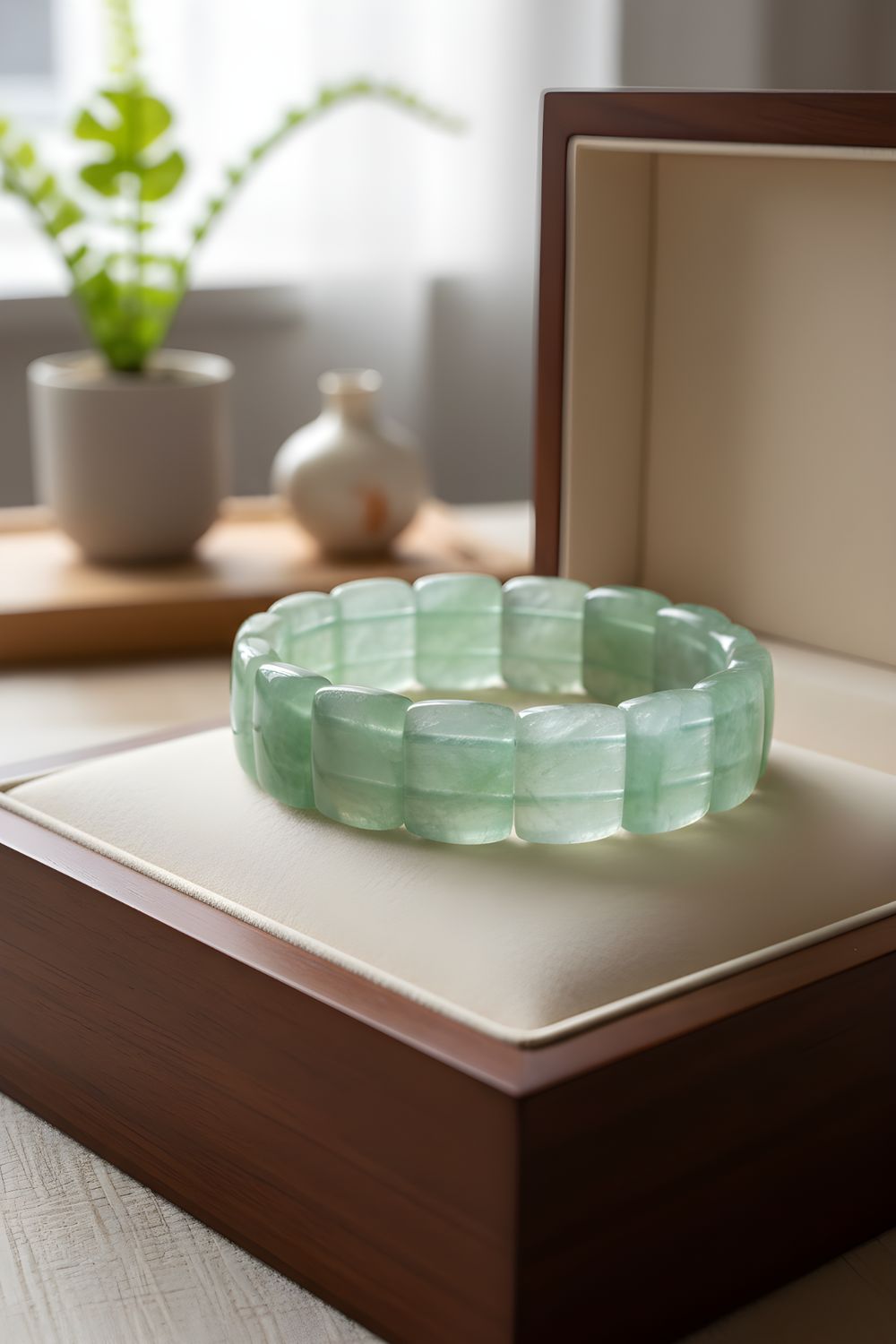 Natural Feather Flourite Soft Bangle