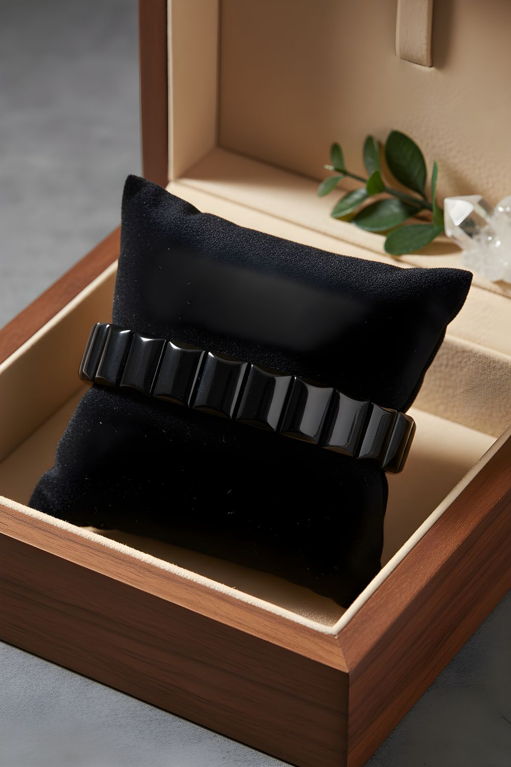 Natural Black Tourmaline Soft Bangle