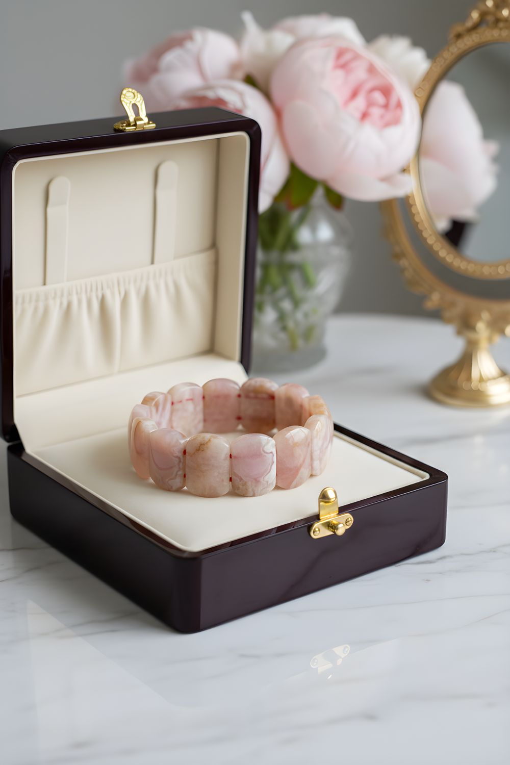 Natural Sakura Agate Soft Bangle