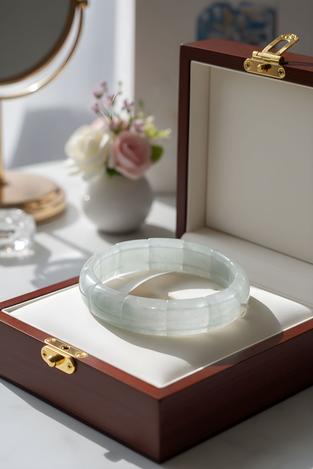 Natural Green Aquamarine Soft Bangle