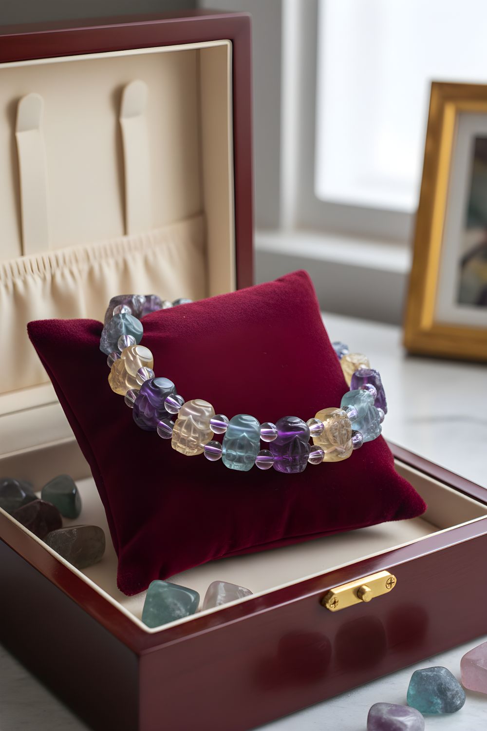 Natural Pixiu Flourite Soft Bangle