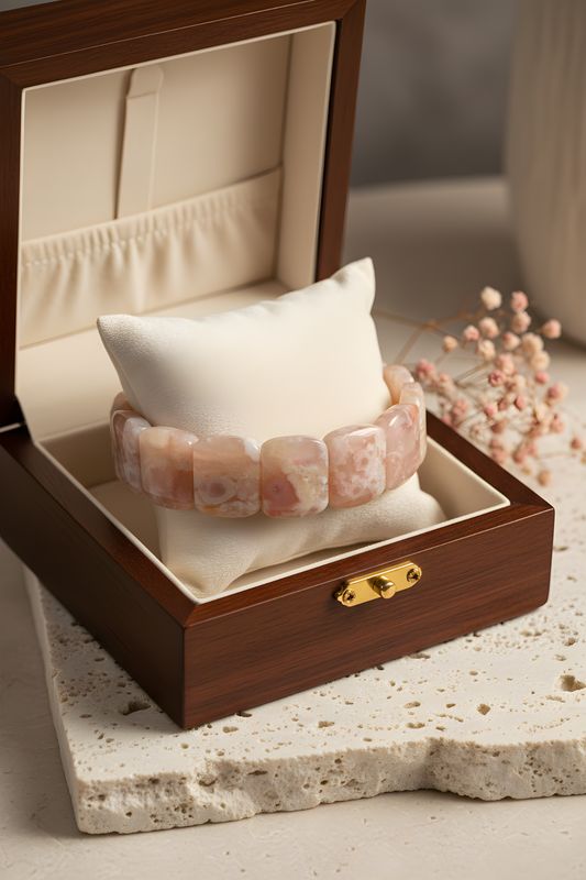 Natural Sakura Agate Soft Bangle