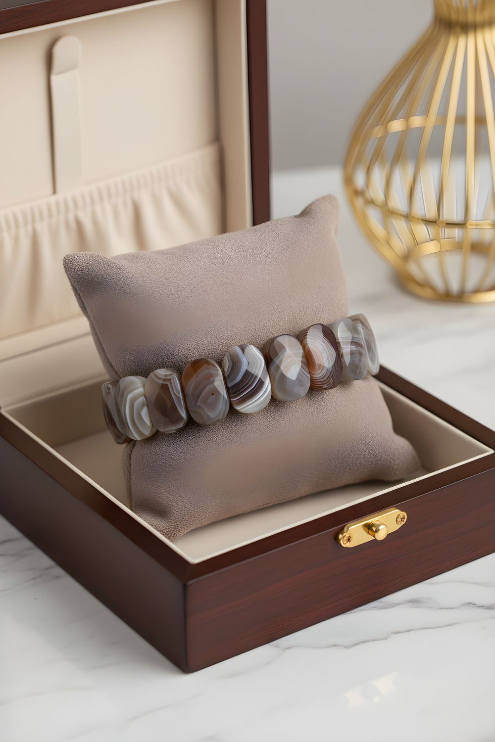 Natural Botswana Agate Soft Bangle