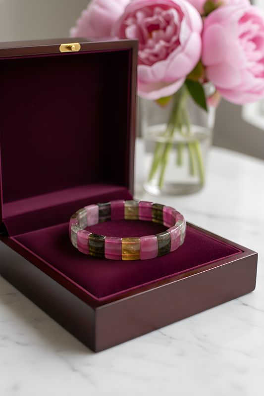 Natural Candy Tourmaline Soft Bangle