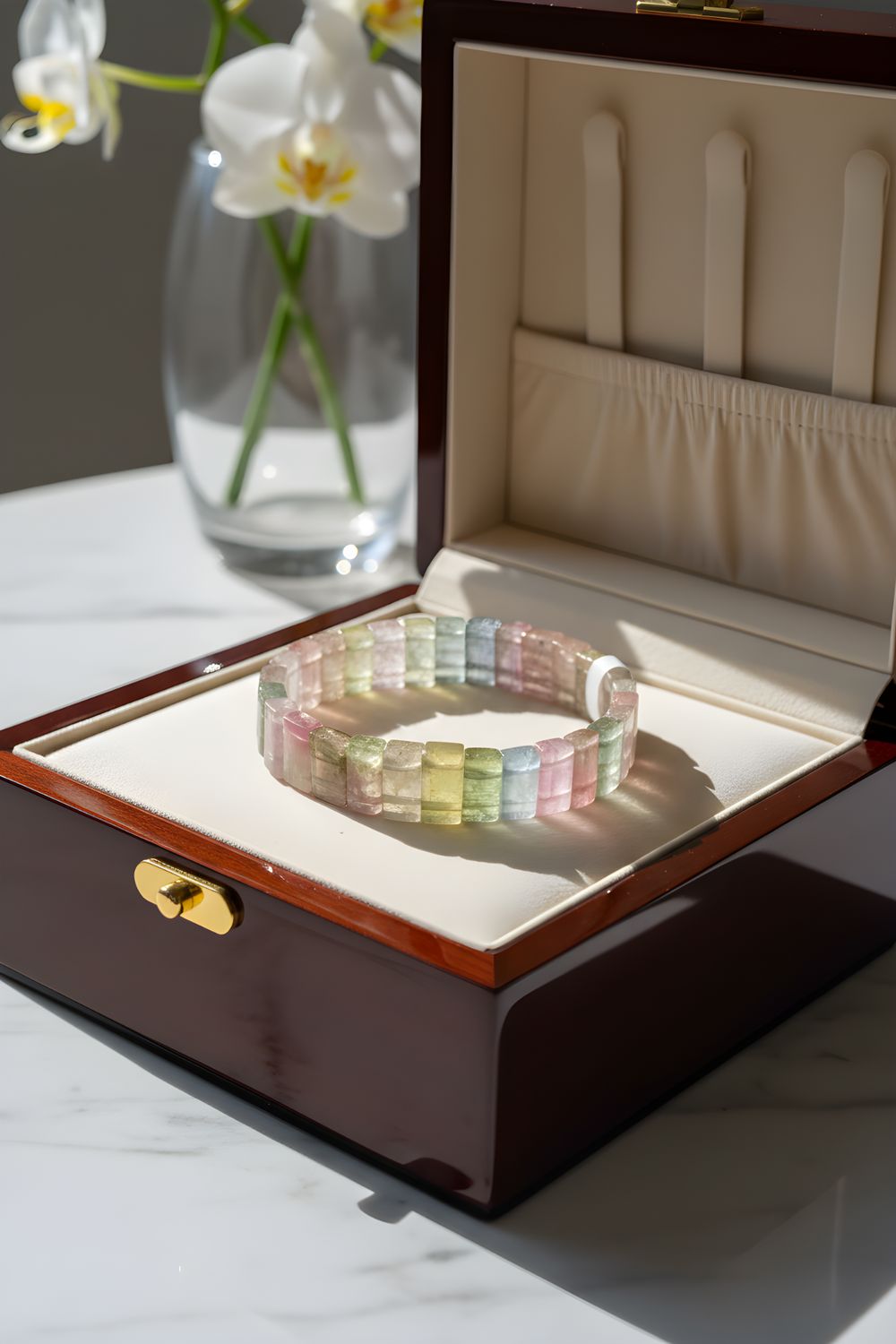 Natural Ice Cream Tourmaline Soft Bangle