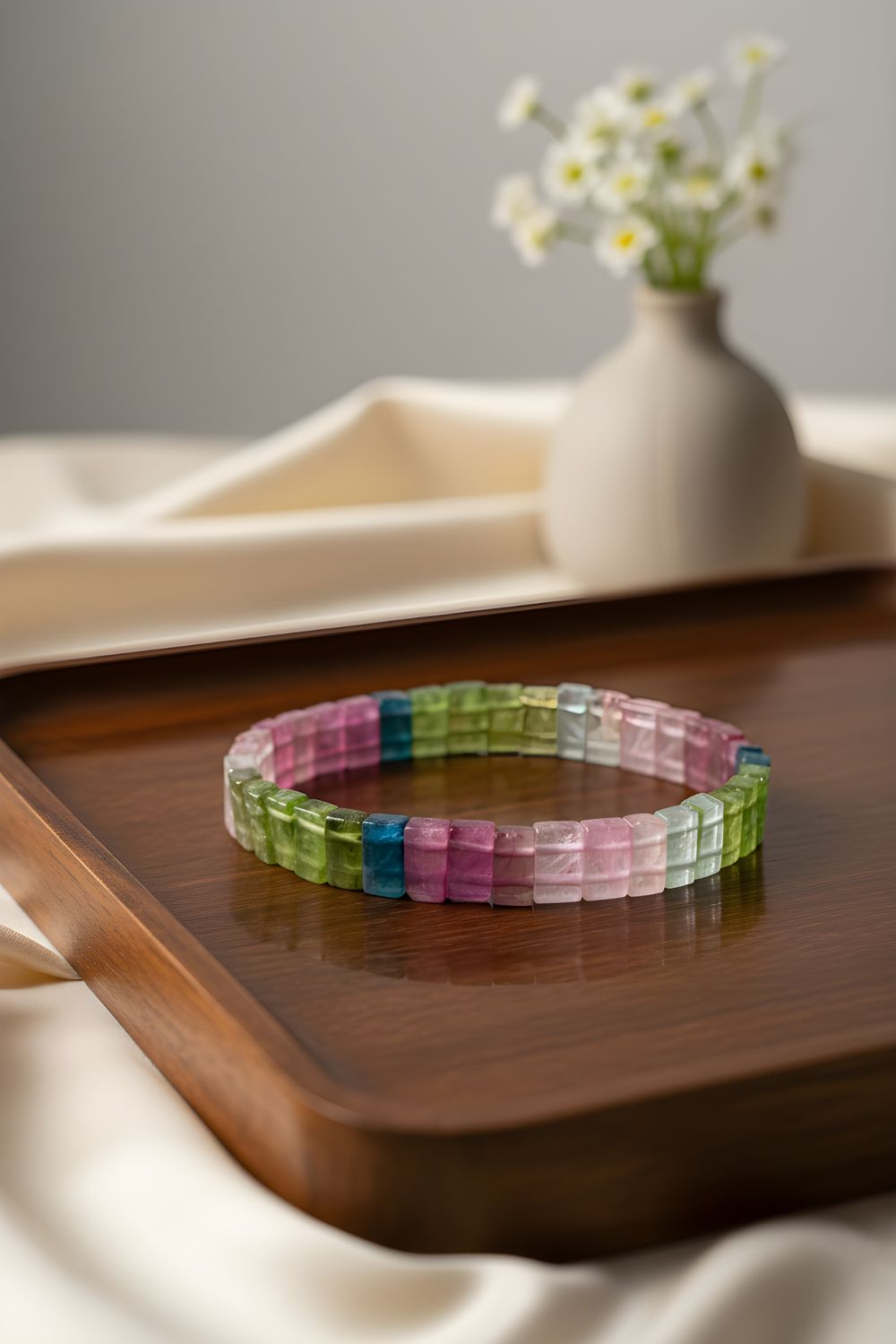 Natural Ice Cream Tourmaline Soft Bangle