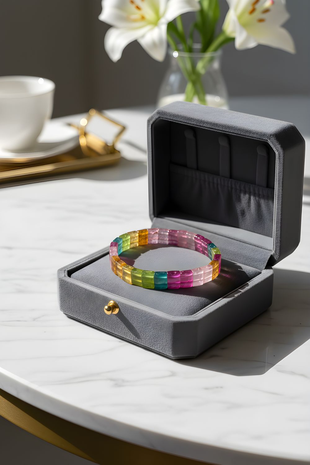 Natural Ice Cream Tourmaline Soft Bangle