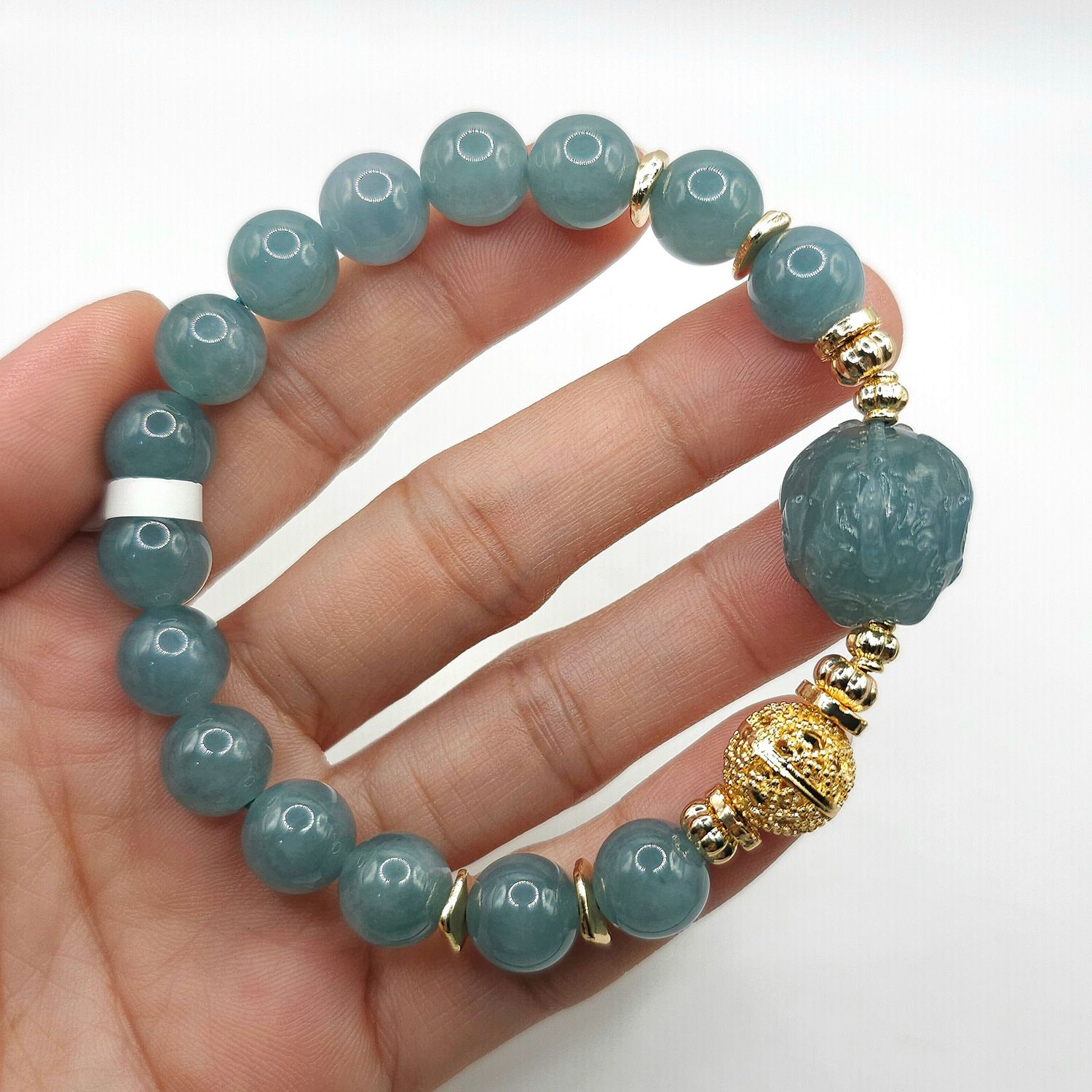 Natural Blue Water Jade with Dragon Pixiu