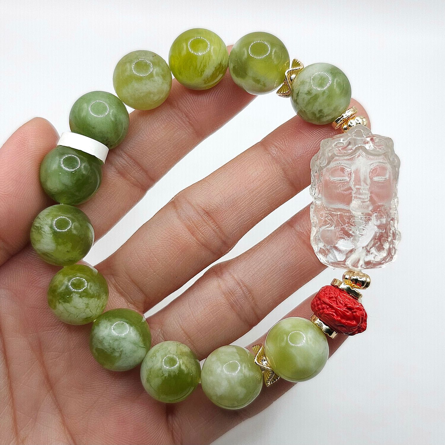 Natural Serpentine Jade x Clear Quartz