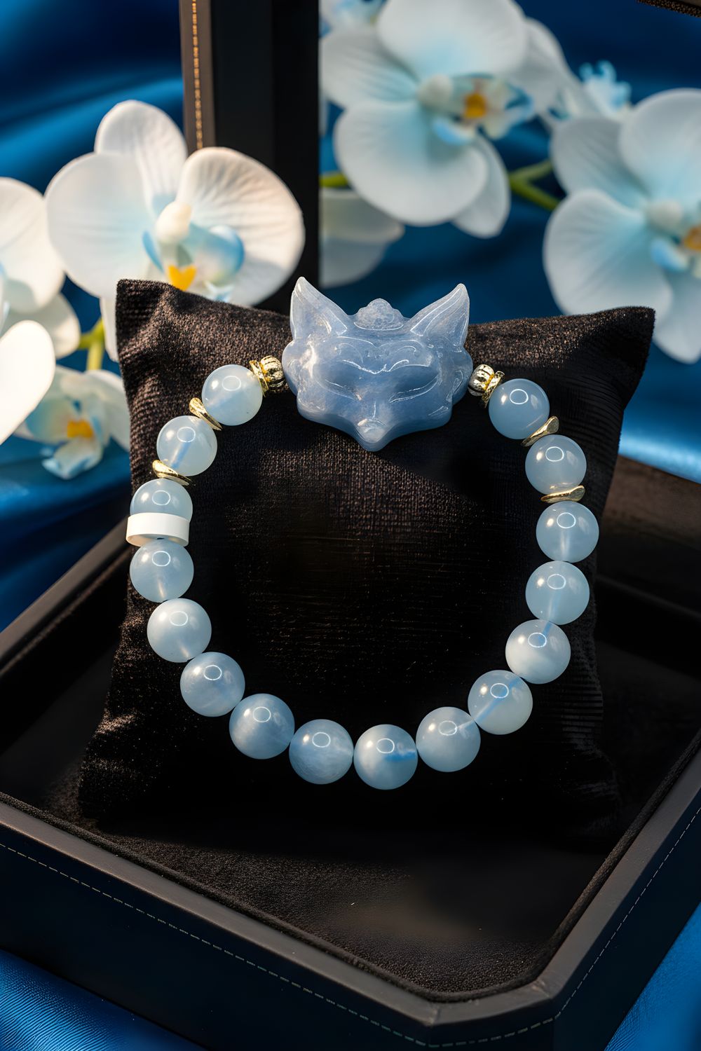 Natural Aquamarine x Sodalite 9 Tail Fox