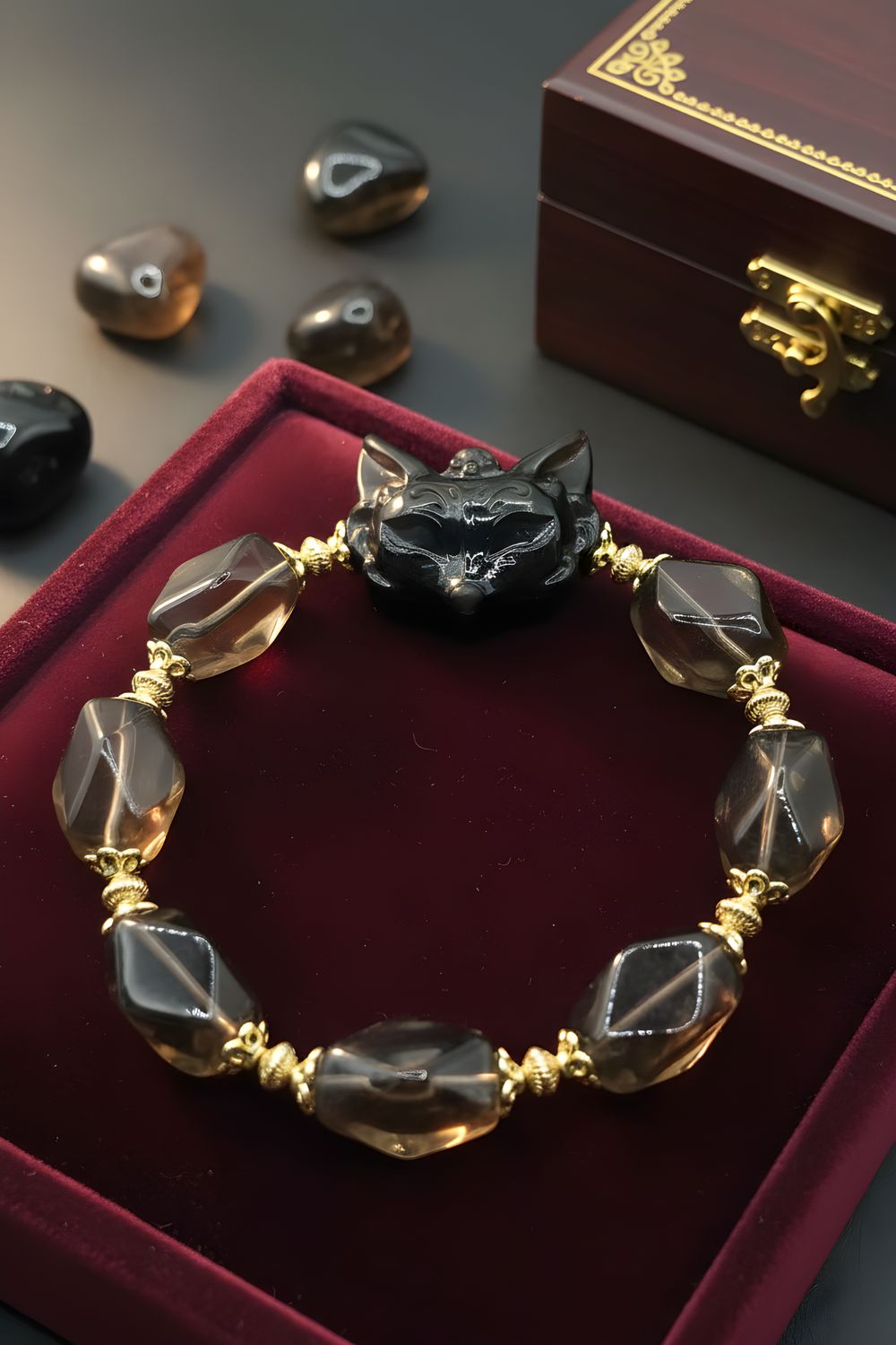 Natural Smoky Quartz with 9 Tail Fox