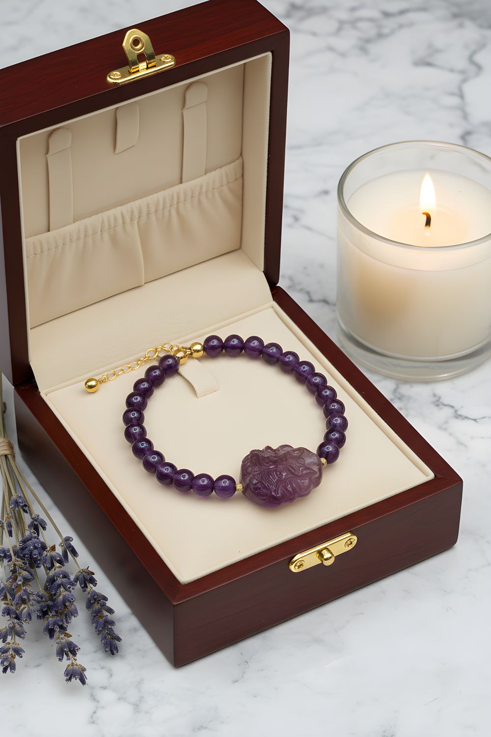 Natural Amethyst with 9 Tail Fox