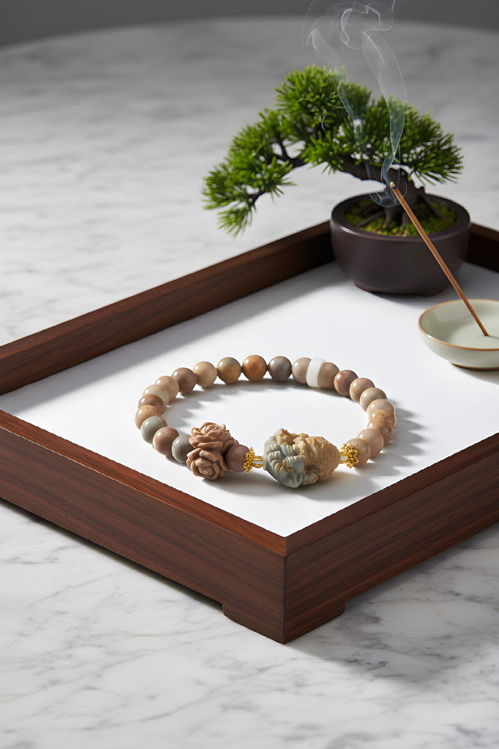 Natural Alashan Agate with Ganesha - 18K