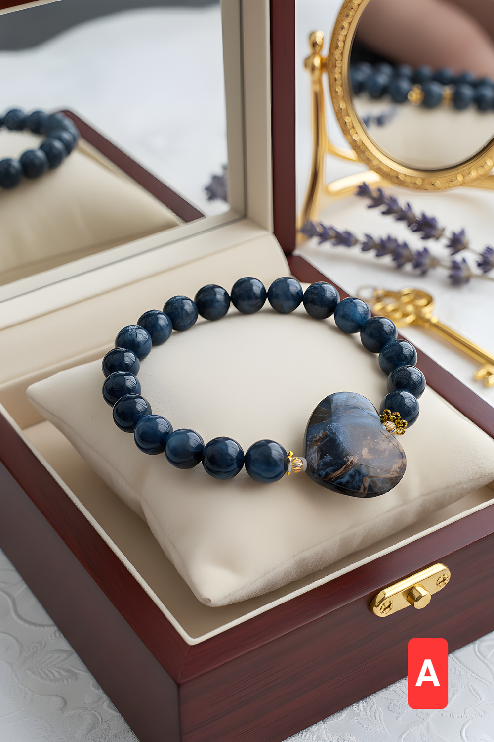 Natural Pietersite with Heart - 18K