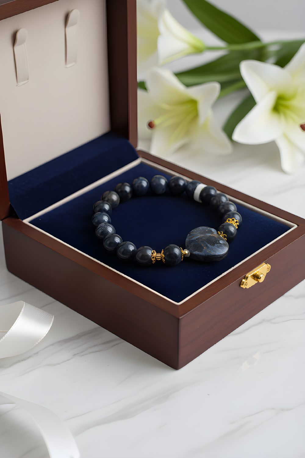 Natural Pietersite with Heart - 18K