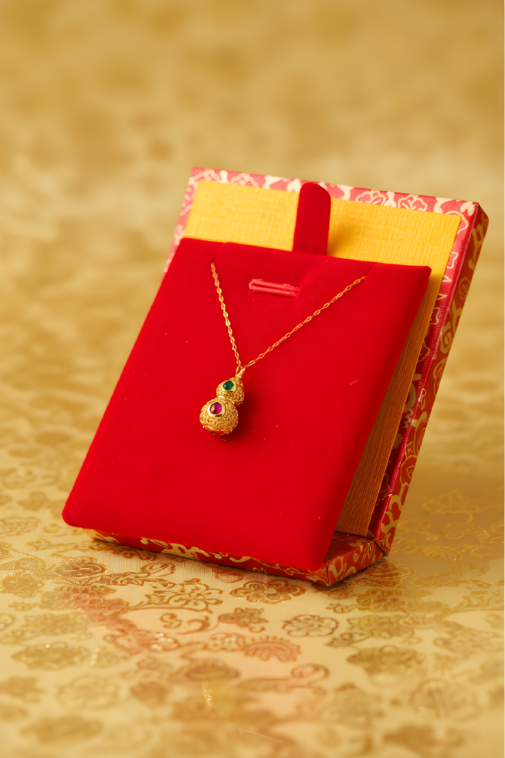 Natural Tourmaline Wu Lu Necklace - 18K