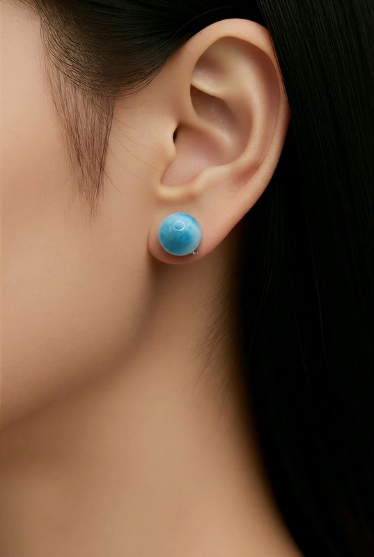 Natural Larimar 18K Earring