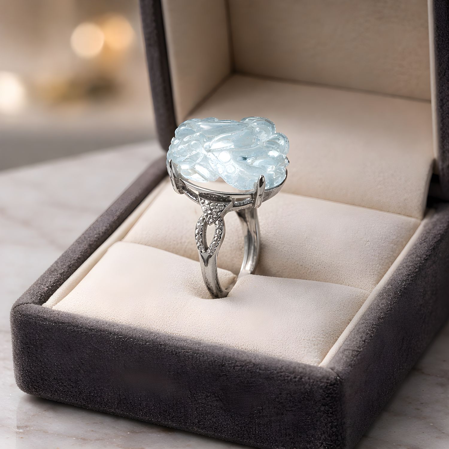 Natural Topaz Pixiu Ring