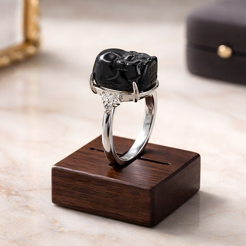 Natural Blue Tiger Eye Pixiu Ring