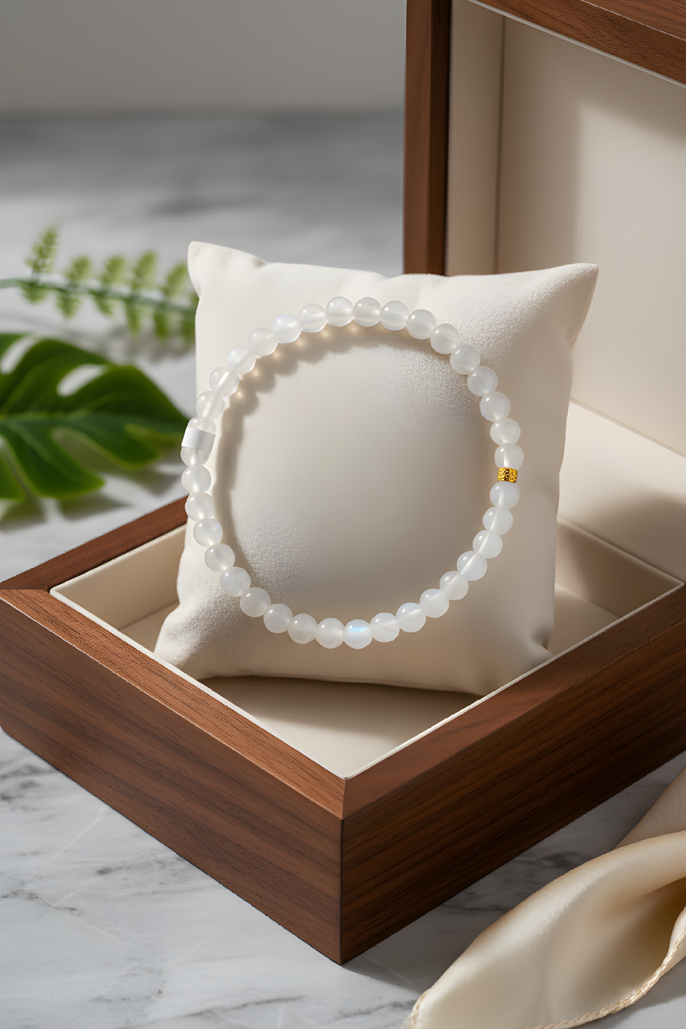 Natural Blue Moonstone with Money Coin - 18K