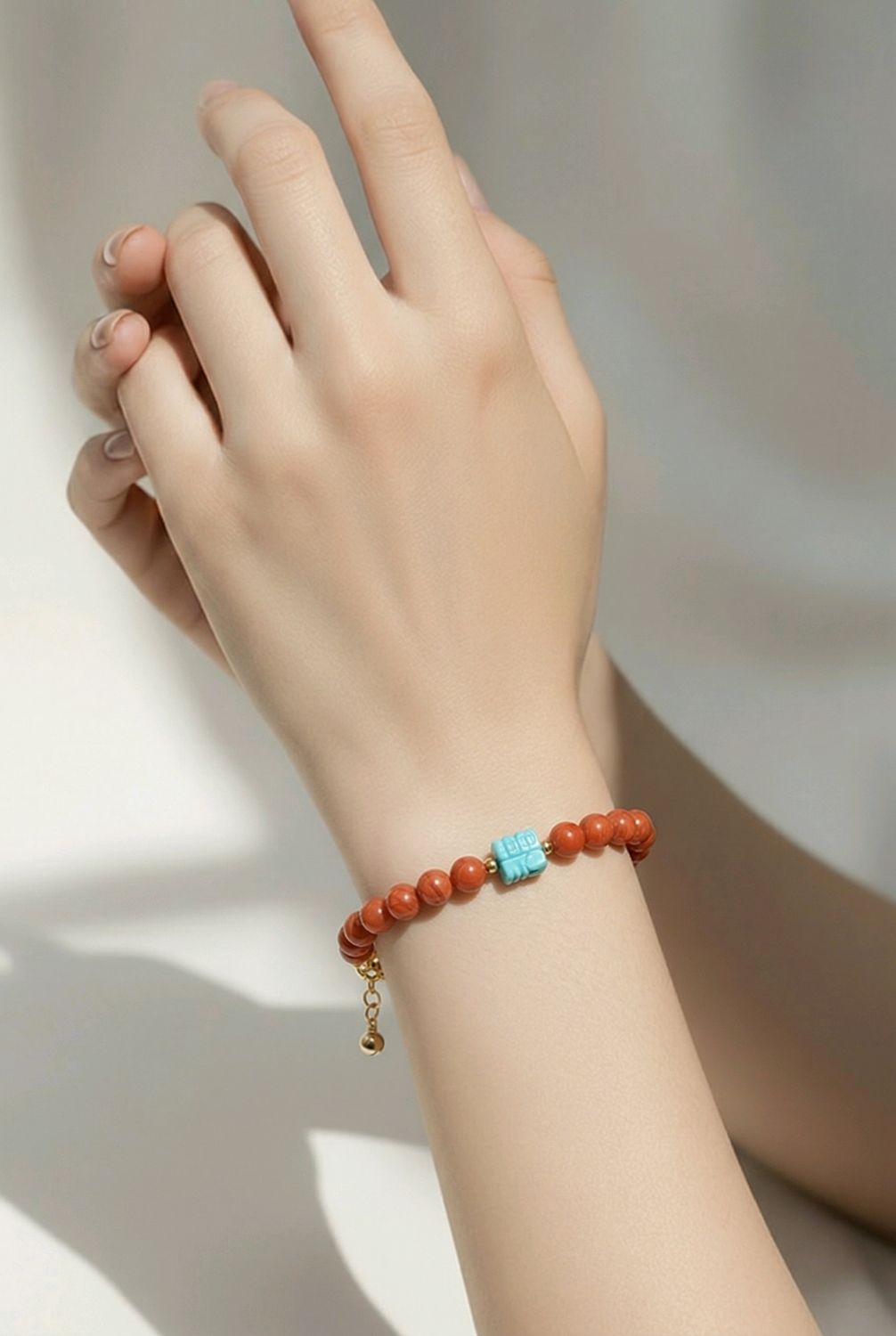 Natural Red Agate x Turquoise Goodluck