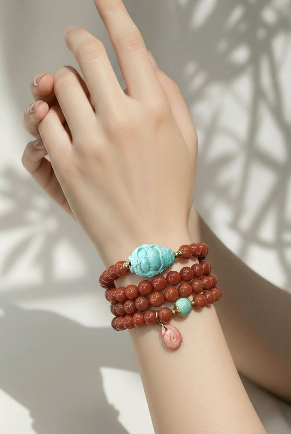 Natural 4 Lap Southern Red Agate with Mermaid