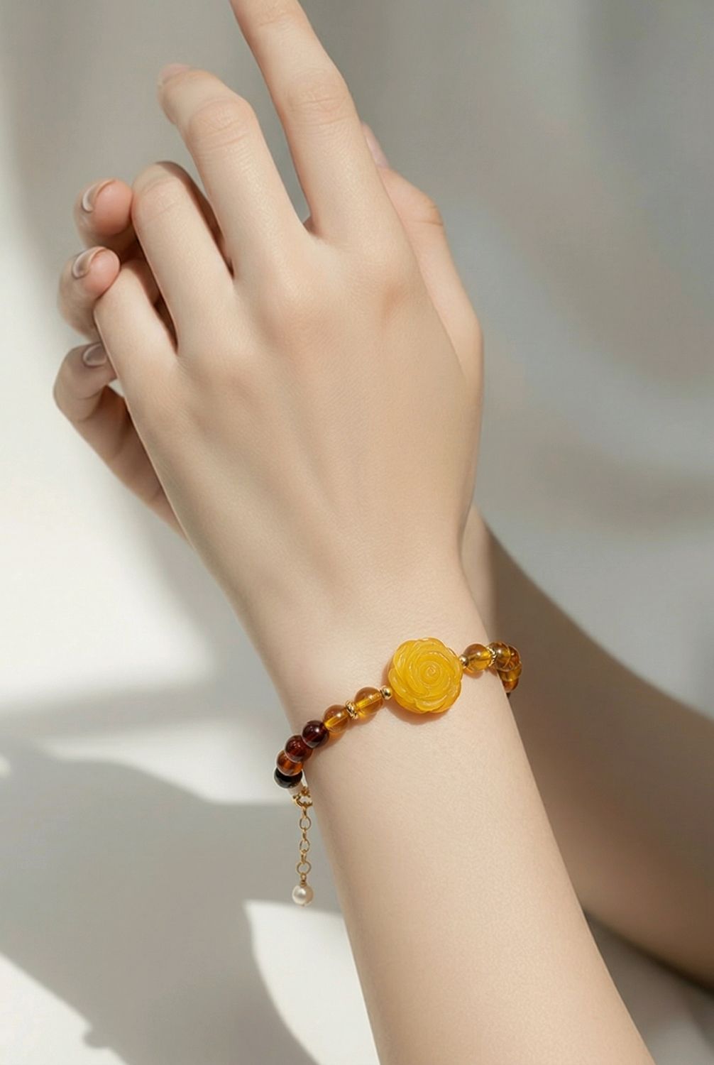 Natural Amber with Rose