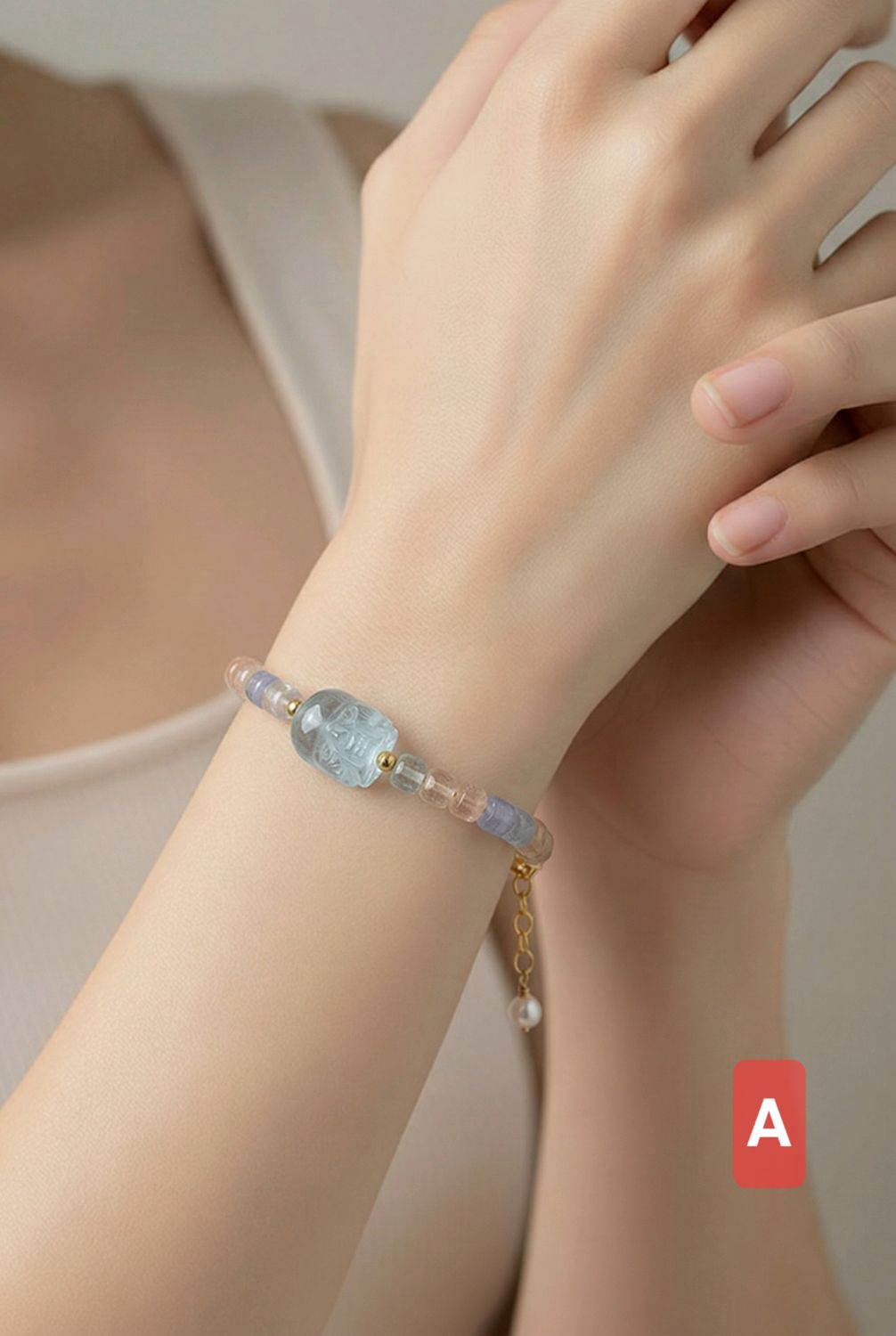 Natural Morganite with Pixiu